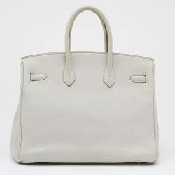 Hermes Gris Perle/Blanc/Mykonos Clemence And Lizard Club Birkin 35 Bag