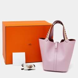 Pre Owned Hermes Mauve Sylvestre/Rogue H/Jaune de Naples Epsom Leather Picotin Lock Tressage MM Bag