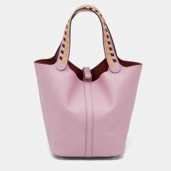 Pre Owned Hermes Mauve Sylvestre/Rogue H/Jaune de Naples Epsom Leather Picotin Lock Tressage MM Bag