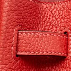Pre Owned Hermes Rouge Pivoine Clemence Leather Gold Plated Birkin 35 Bag