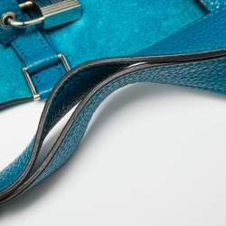 Pre Owned Hermes Bleu Izmir Clemence Leather Picotin Lock 22 Bag