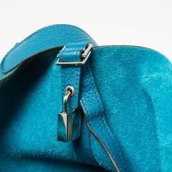 Pre Owned Hermes Bleu Izmir Clemence Leather Picotin Lock 22 Bag