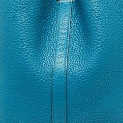 Pre Owned Hermes Bleu Izmir Clemence Leather Picotin Lock 22 Bag