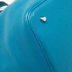 Pre Owned Hermes Bleu Izmir Clemence Leather Picotin Lock 22 Bag