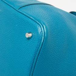 Pre Owned Hermes Bleu Izmir Clemence Leather Picotin Lock 22 Bag