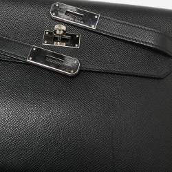 Pre Owned Hermes Black Epsom Leather Kelly Depeches 25 Pouch