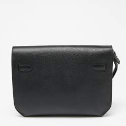 Pre Owned Hermes Black Epsom Leather Kelly Depeches 25 Pouch