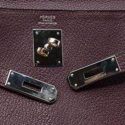Hermes Violet Chevre de Coromandel Leather Palladium Plated Kelly 32 Bag