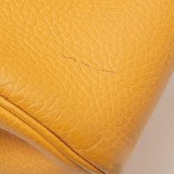 Pre Owned Hermes Jaune Ambre Clemence Leather Gold Finish Lindy 30 Bag