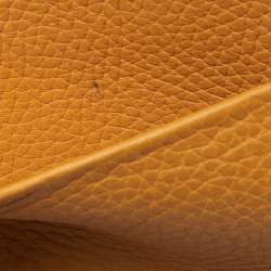 Pre Owned Hermes Jaune Ambre Clemence Leather Gold Finish Lindy 30 Bag