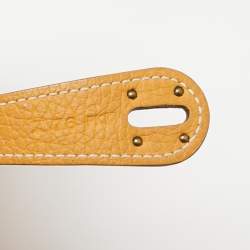 Pre Owned Hermes Jaune Ambre Clemence Leather Gold Finish Lindy 30 Bag