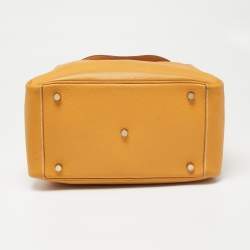 Pre Owned Hermes Jaune Ambre Clemence Leather Gold Finish Lindy 30 Bag