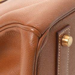 Hermes Brown Courchevel Leather Gold Hardware Birkin 40 Bag