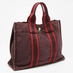 Pre Owned Hermes Burgundy/Red Canvas Fourre Tout PM Bag