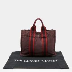 Pre Owned Hermes Burgundy/Red Canvas Fourre Tout PM Bag