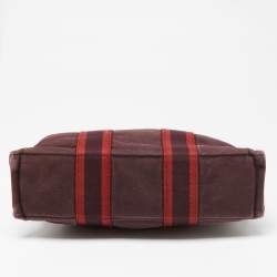 Pre Owned Hermes Burgundy/Red Canvas Fourre Tout PM Bag