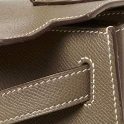 Hermes Etoupe Epsom Leather Palladium Finish Kelly Sellier 28 Bag