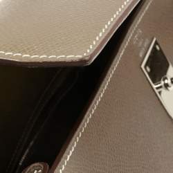 Hermes Etoupe Epsom Leather Palladium Finish Kelly Sellier 28 Bag