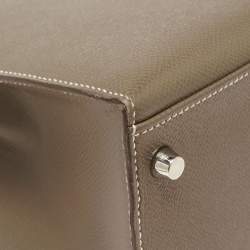 Hermes Etoupe Epsom Leather Palladium Finish Kelly Sellier 28 Bag
