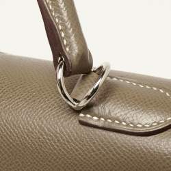 Hermes Etoupe Epsom Leather Palladium Finish Kelly Sellier 28 Bag