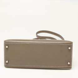 Hermes Etoupe Epsom Leather Palladium Finish Kelly Sellier 28 Bag