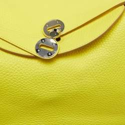 Pre Owned Hermes Lime Taurillon Clemence Leather Palladium Plated Lindy 26 Bag