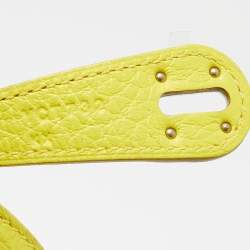 Pre Owned Hermes Lime Taurillon Clemence Leather Palladium Plated Lindy 26 Bag