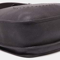 Pre Owned Hermes Prunoir Clemence Leather Evelyne III GM Bag