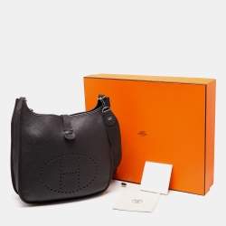 Pre Owned Hermes Prunoir Clemence Leather Evelyne III GM Bag
