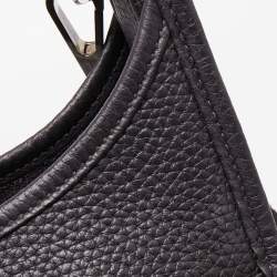 Pre Owned Hermes Prunoir Clemence Leather Evelyne III GM Bag