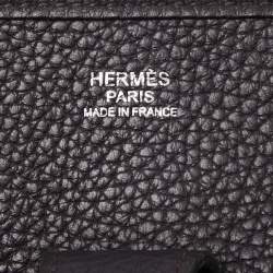 Pre Owned Hermes Prunoir Clemence Leather Evelyne III GM Bag