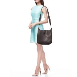 Pre Owned Hermes Prunoir Clemence Leather Evelyne III GM Bag