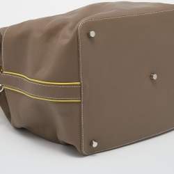 Pre Owned Hermes Etoupe/Lime Swift Leather Palladium Plated Toolbox 33 Bag