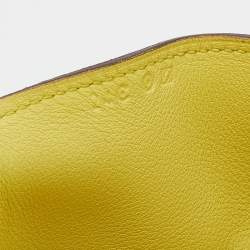 Pre Owned Hermes Etoupe/Lime Swift Leather Palladium Plated Toolbox 33 Bag