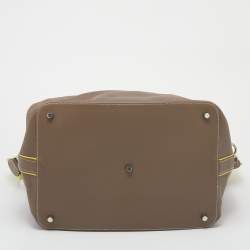 Pre Owned Hermes Etoupe/Lime Swift Leather Palladium Plated Toolbox 33 Bag
