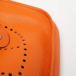 Pre Owned Hermes Orange Clemence Leather Evelyne III GM Bag