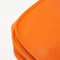 Pre Owned Hermes Orange Clemence Leather Evelyne III GM Bag
