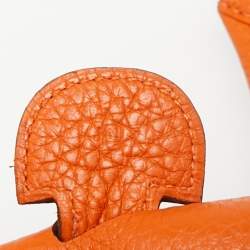 Pre Owned Hermes Orange Clemence Leather Evelyne III GM Bag