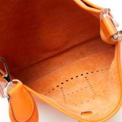 Pre Owned Hermes Orange Clemence Leather Evelyne III GM Bag