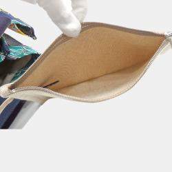 Pre Owned Hermes Beach Bag Navy Multicolor Blue Cotton Canvas Hermes Savannah Dance Hand Tote Women's Men's Monkey