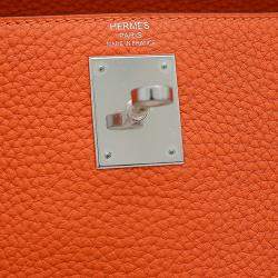 مملوكة مسبقًا Hermes Kelly 28 Inner Stitch Taurillon Fu Orange R Engraved Handbag