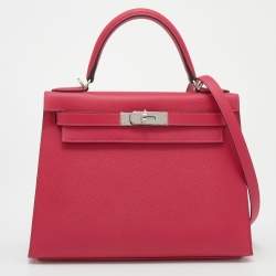 Hermes Birkin Sellier 25 Bag Framboise Epsom Palladium Hardware New