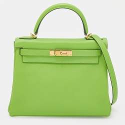 Kelly 32 Vachette Ardennes Leather in Vert Fonce, Hermès - Designer  Exchange