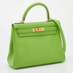 Hermes Anis Green Swift Leather Gold Hardware Kelly Retourne 28 Bag