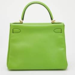 Hermes Anis Green Swift Leather Gold Hardware Kelly Retourne 28 Bag