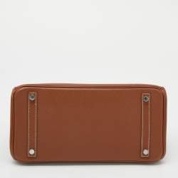 Pre Owned Hermes Gold Epsom Leather Palladium Hardware Birkin 30 Bag