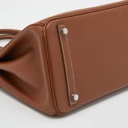 Pre Owned Hermes Gold Epsom Leather Palladium Hardware Birkin 30 Bag