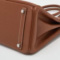 Pre Owned Hermes Gold Epsom Leather Palladium Hardware Birkin 30 Bag