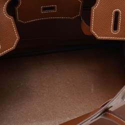 Pre Owned Hermes Gold Epsom Leather Palladium Hardware Birkin 30 Bag