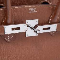Pre Owned Hermes Gold Epsom Leather Palladium Hardware Birkin 30 Bag